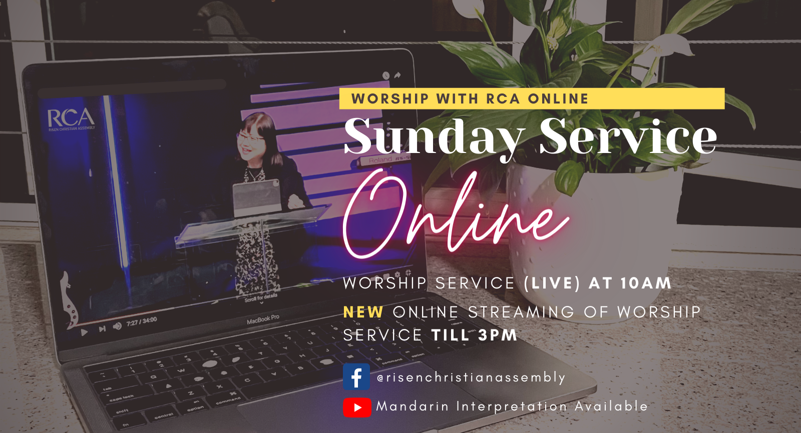 Worship Jesus with RCA at our online service on Sundays.